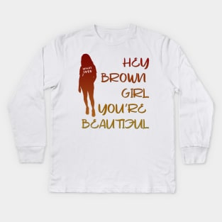 Beautiful Brown Girl Kids Long Sleeve T-Shirt